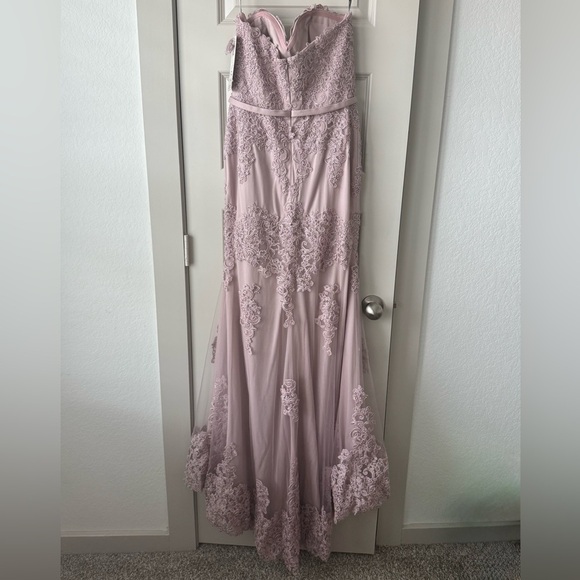Flair New York Dusty Pink Embroidered Lace Prom Gown With Straps Size 8 NEW - Picture 7 of 15